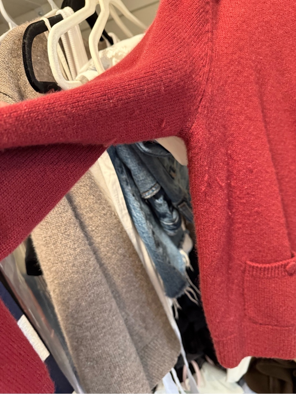 Reformation Clara Cashmere Crew Cardigan- Chianti Patch Pocket - Picture 8 of 9